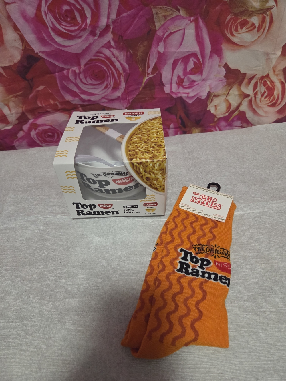 Top Ramen Bowl ,Orange Men’s Crew Socks